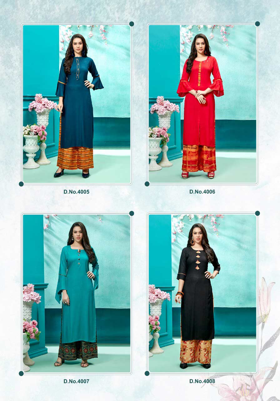 Zurri Vol-4 Parra Studio Pure Rayon Plazo Kurti Zurri Vol-4 Parra Studio Pure Rayon Plazo Kurti